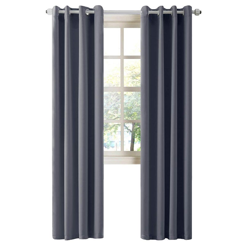 LA PALMA Thermal Insulated Blackout Darkening Grommet Living Room Curtains Window Drapes for Bedroom Pack of 2 Panels - Image 1